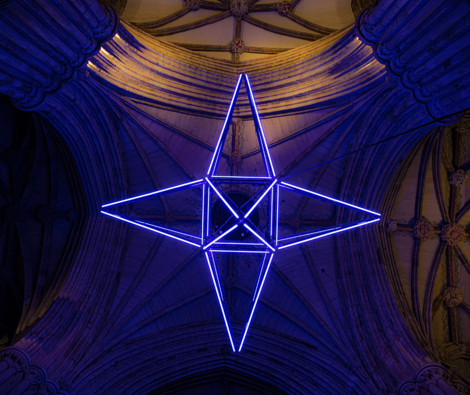 Visit the unique illuminated ‘The Light of Hope Star’ art installation, a 3m steel sculpture, with neon changing lights, suspended above Winchester Cathedral’s majestic Quire.
